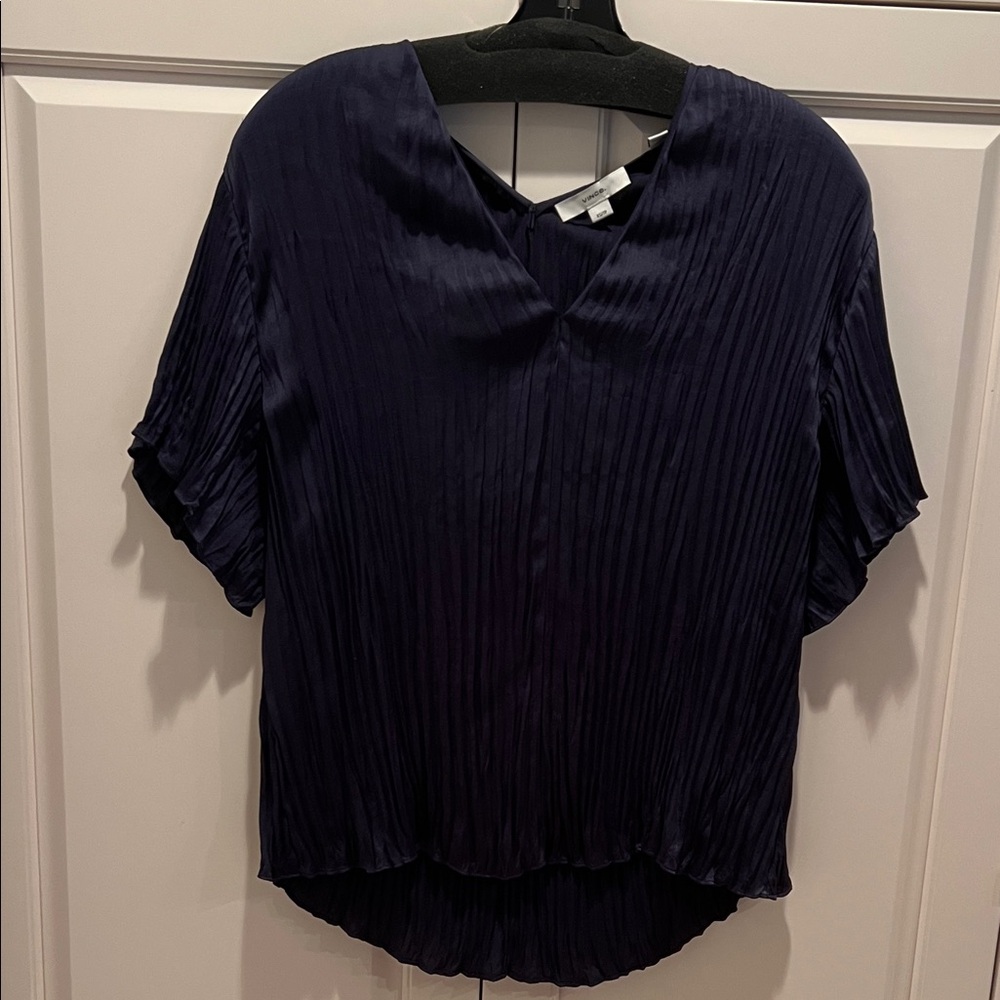 Vince Navy Blue Pleated Women's Top XS petite